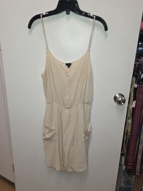 Aritzia Talula Babaton 100% Silk Button Front Mini Dress W/Pockets Cream Size M